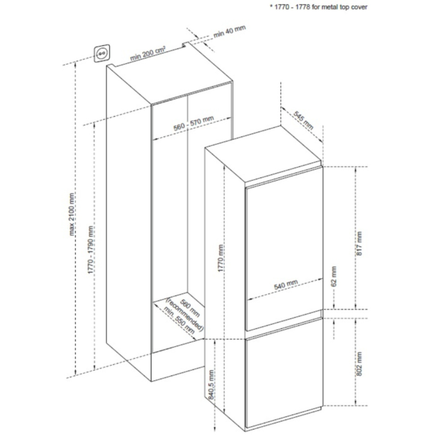 Sensis RFCMBI015450EW 54cm Frost Free Fridge Freezer