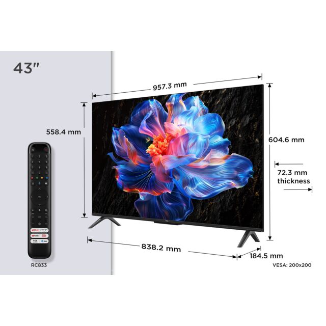 TCL 43V6C-UK 43inch 4K Direct LED HDR Google TV