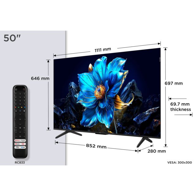 TCL 50P7K-UK 50inch 4K QLED Direct LED HDR Google TV