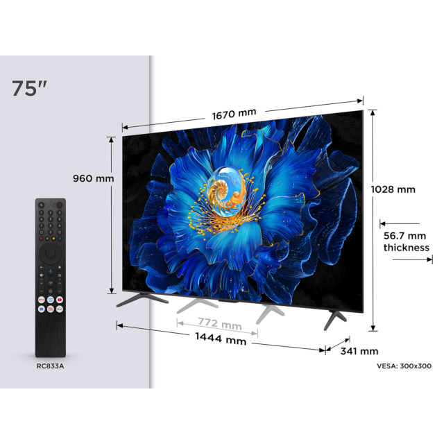TCL 75C6KS-UK 75inch 4K Ultra HD QD-Mini LED TV