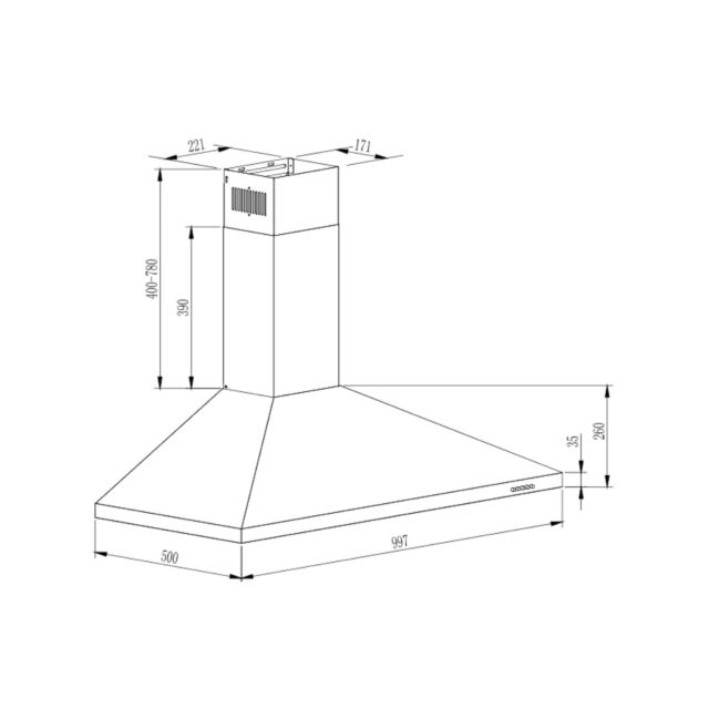 Unbranded UBSCH100SS 100Cm Chimney Cooker Hood